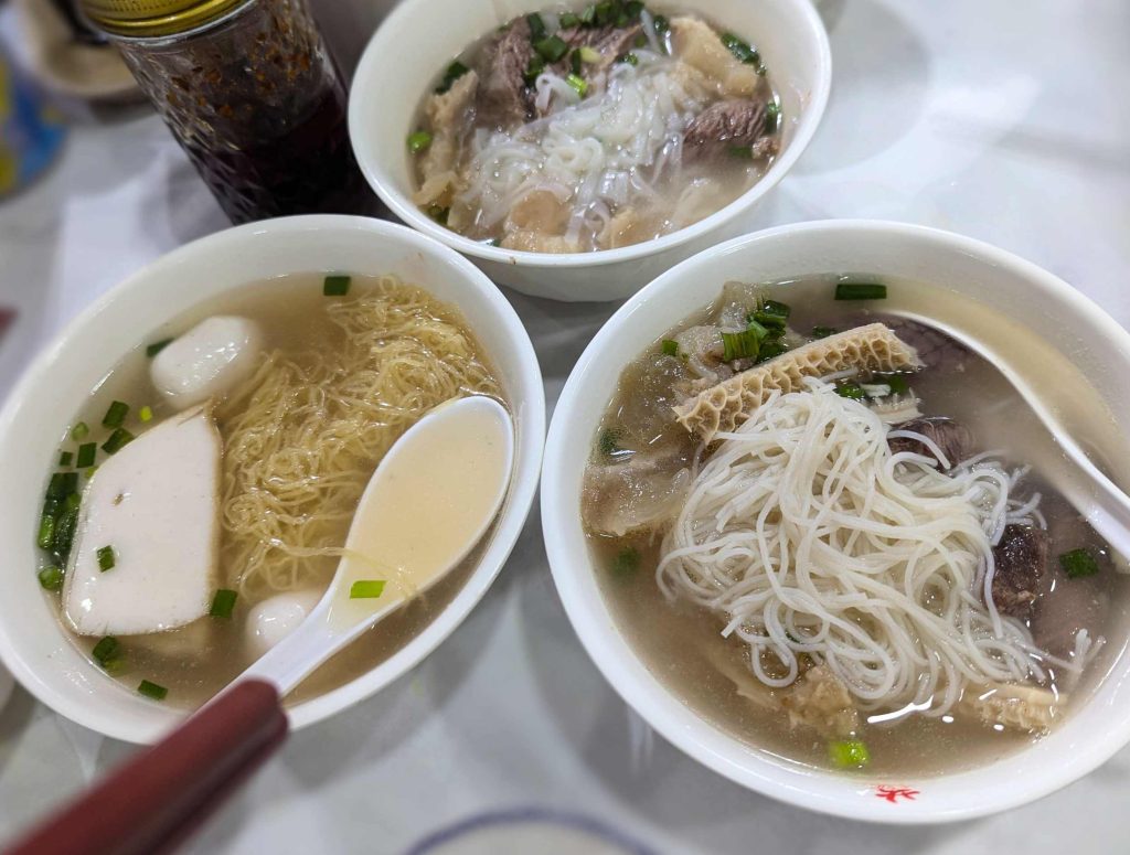 Noodle bowls at Sister Wah Beef Brisket in Causeway Bay