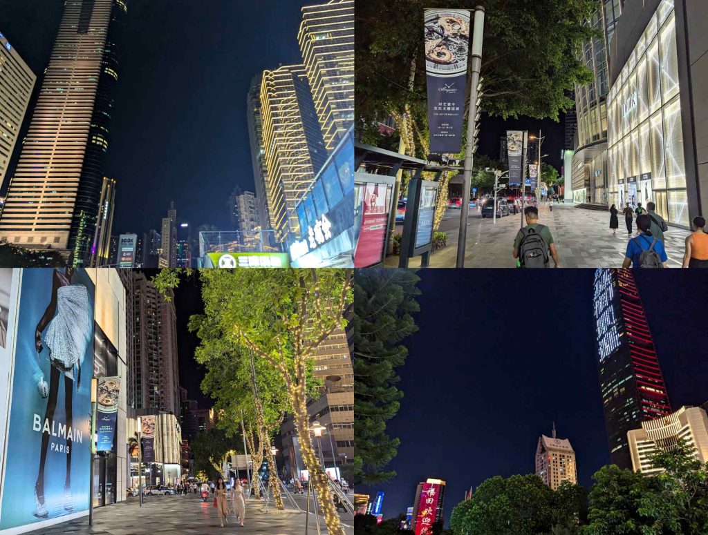 night time shopping and activities in Futian District Shenzhen